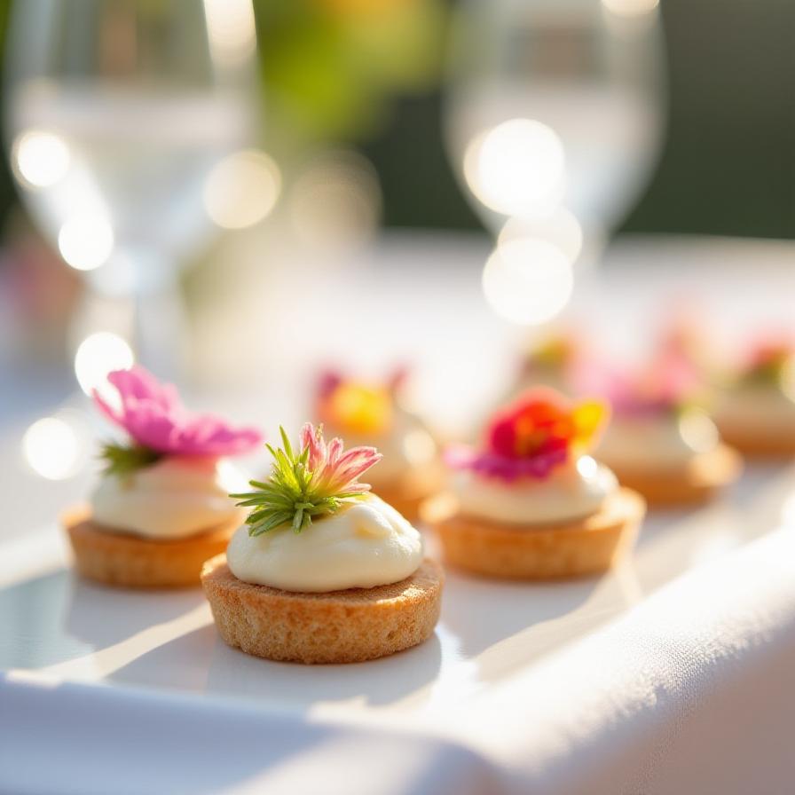 Elegant floral table setting with gourmet appetizers
